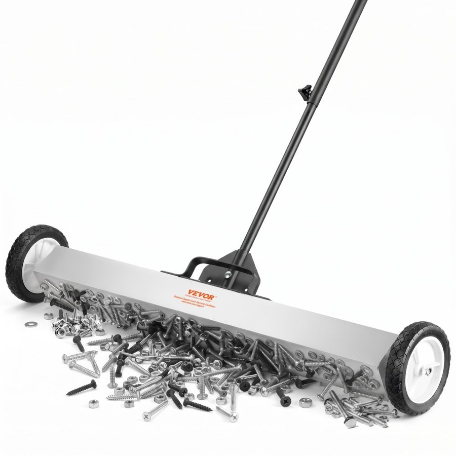 VEVOR 24.9 kg Rolling Magnetic Sweeper with Wheels,Push-Type Magnetic Pick Up Sweeper, 24-inch Large Magnet Pickup Lawn Sweeper with Telescoping Handle, Easy Cleanup of Workshop Garage Yard