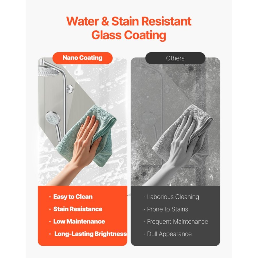 VEVOR Bathtub Shower Door, 56-60 in. W x 60 in. H, Semi-Frameless Double Sliding Tub Door, Semi-Frameless Bypass Tub Door with 1/4 in Shatterproof Tempered Glass and Stainless Steel Handle, Black