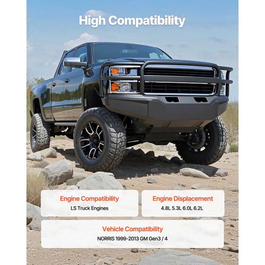 VEVOR LS Truck Cam Kit, Cast Iron Cam Replacement Kit with Springs & Valve Seals, Compatible with 1999-2013 GM Gen3/4 Norris Trucks, Fits 4.8L, 5.3L, 6.0L, 6.2L LS Engines, OE 12625437 SP011-16