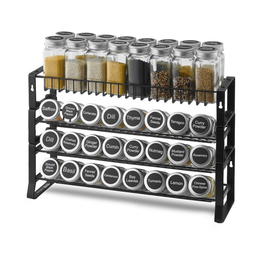 VEVOR Detachable Spice Rack Organizer for Cabinet, 4 Tie Stackable Seasoning Organizer, Spice Jars Kitchen Storage for Countertop Kitchen Pantry Cupboard, 15.8x10.7 in
