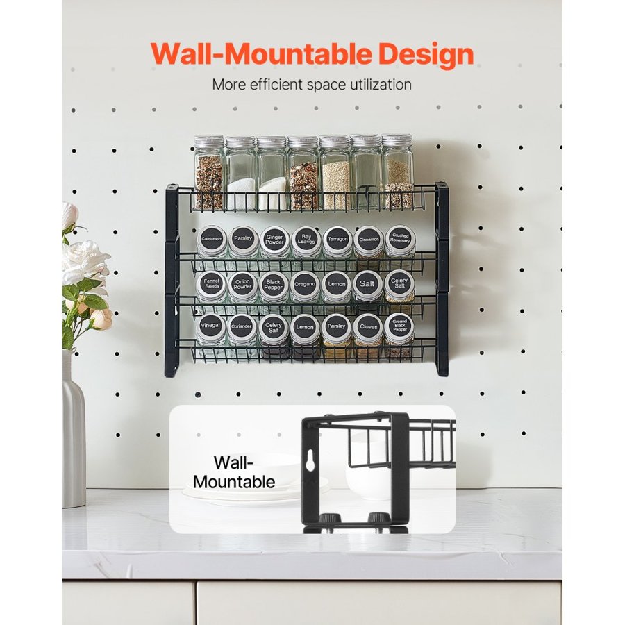 VEVOR Detachable Spice Rack Organizer for Cabinet, 4 Tie Stackable Seasoning Organizer, Spice Jars Kitchen Storage for Countertop Kitchen Pantry Cupboard, 15.8x10.7 in