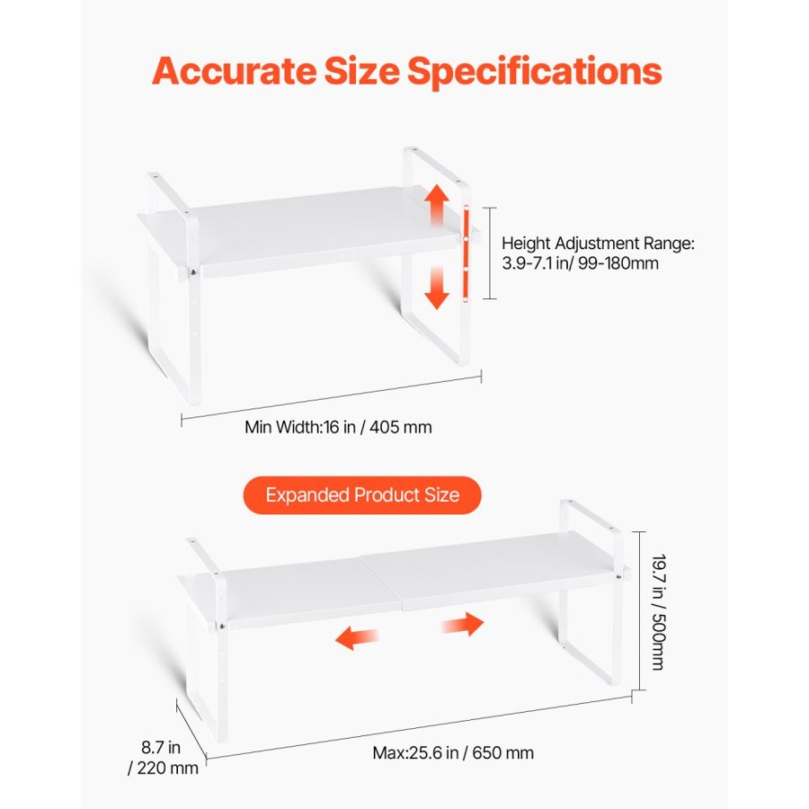 VEVOR Countertop Shelf Organizer – Adjustable 2-Tier Storage