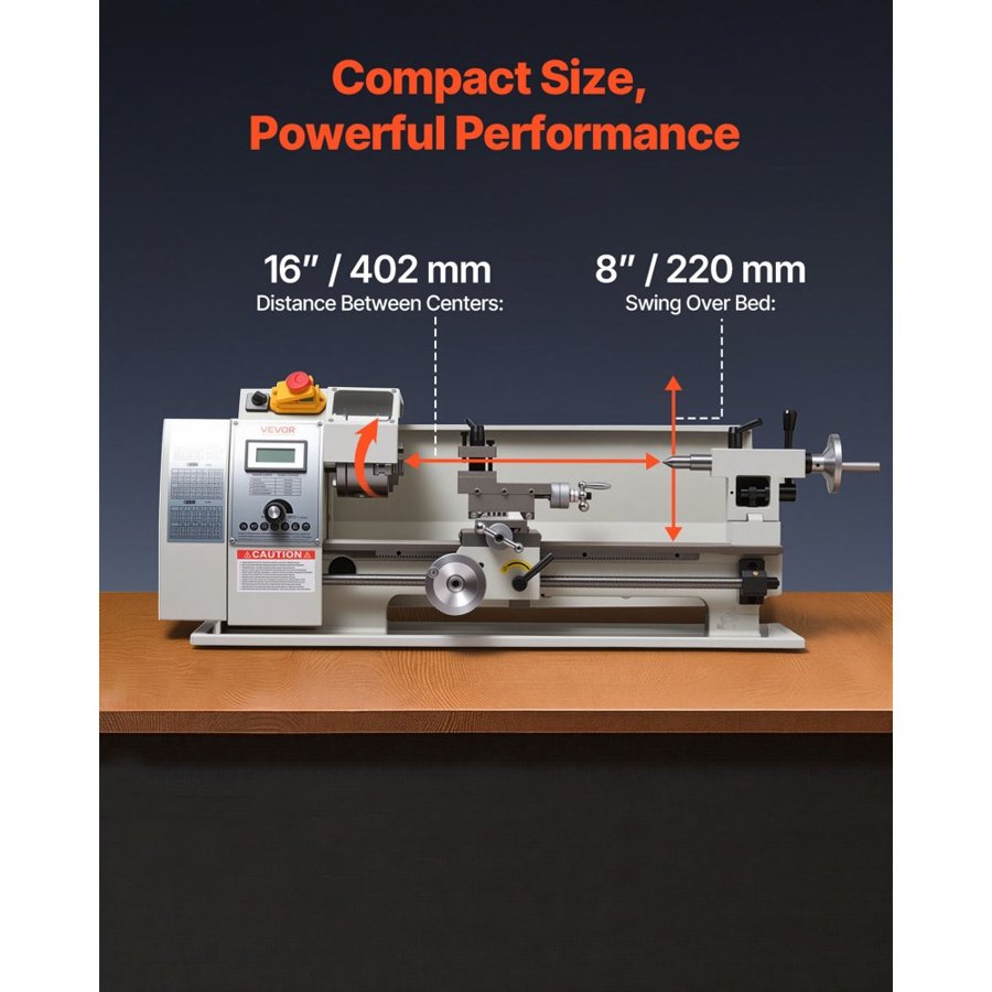 VEVOR Metal Turning Lathe – 220 x 402 mm, 650W, 2500 RPM