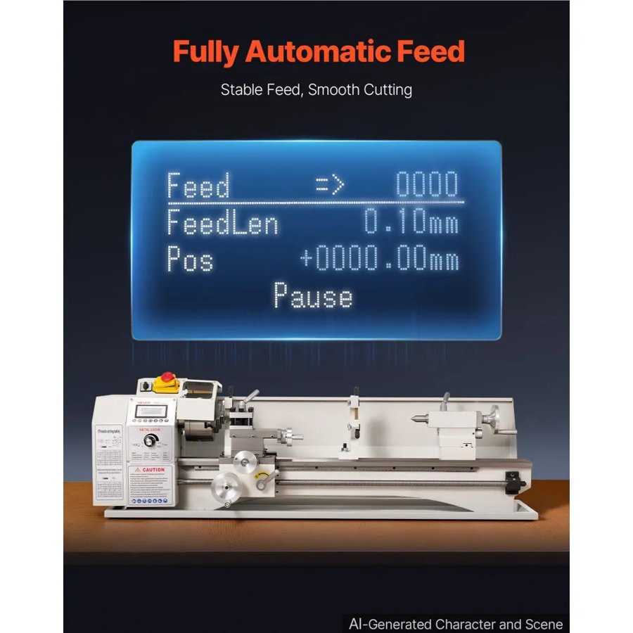 VEVOR Benchtop Metal Lathe – 220×762 mm, 1100W, 3000 RPM