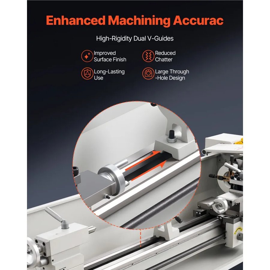 VEVOR Benchtop Metal Lathe – 220×762 mm, 1100W, 3000 RPM