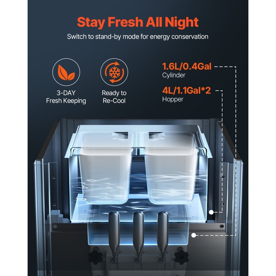 VEVOR Commercial Ice Cream Machine, 21 QT/H Yield, 1800W 3-Flavor Countertop Soft Serve Ice Cream Maker, 2 x 4L Hopper 2 x 1.8L Cylinder, LCD Panel Auto Clean Pre-cooling, for Restaurant Snack Bar