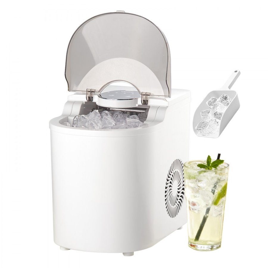 VEVOR Countertop Ice Maker, 7 Cubes Ready in 6 Mins, 11.8 kg per Day, Self-Cleaning Portable Machine with Ice Scoop, Ice-Making Machine with 2 Sizes Bullet Ices for Home, Kitchen, Office, Bar & Party