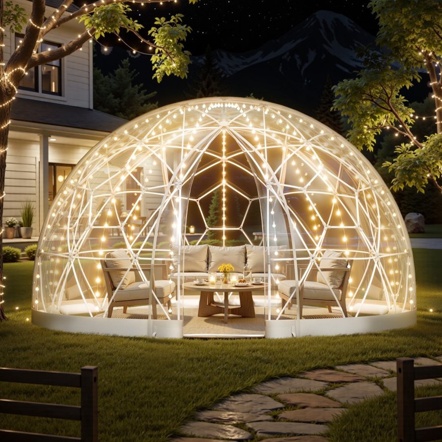 VEVOR Clear Globe Tent – 9.5x5.7 Ft, 2-4 Person Dome