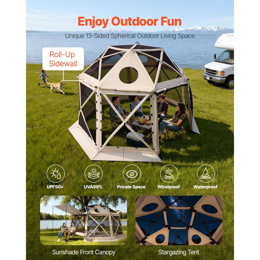 VEVOR Gazebo Screen Tent – 12 x 12 ft, 13-Sided Shelter