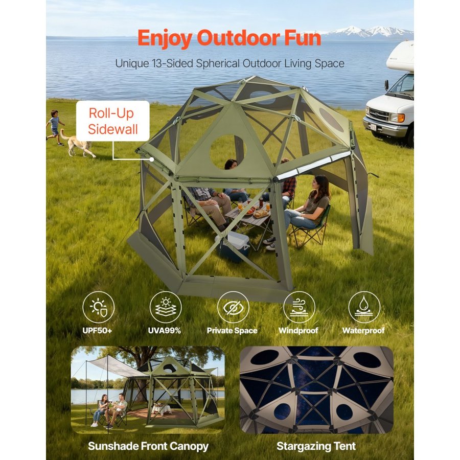 VEVOR Canopy Tent With Screen Walls – 13×13 Ft, 13-Sided