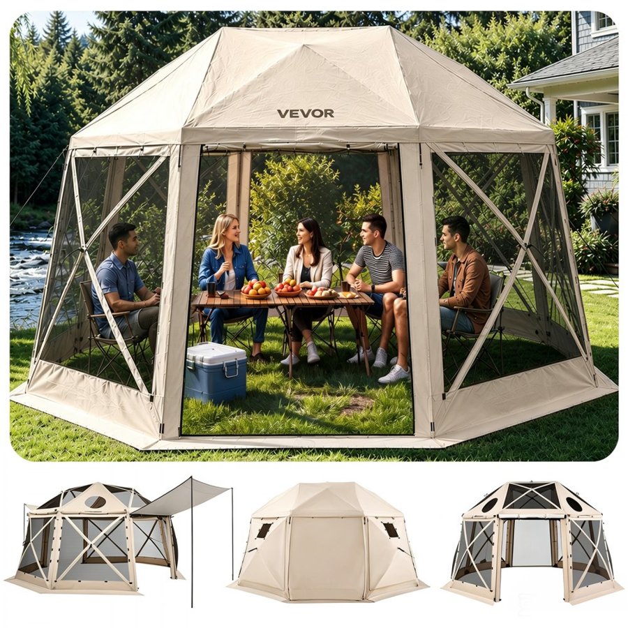 VEVOR Screenhouse Gazebo – 15 x 15 FT, 12-15 Persons