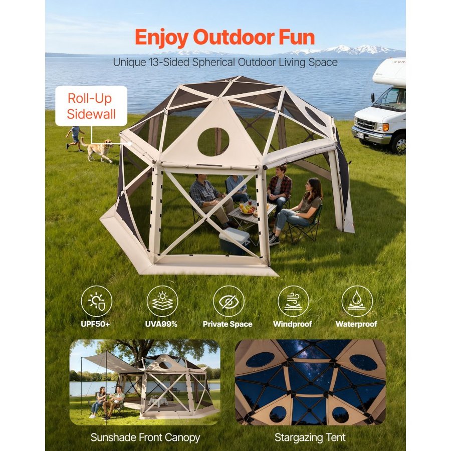 VEVOR Screenhouse Gazebo – 15 x 15 FT, 12-15 Persons