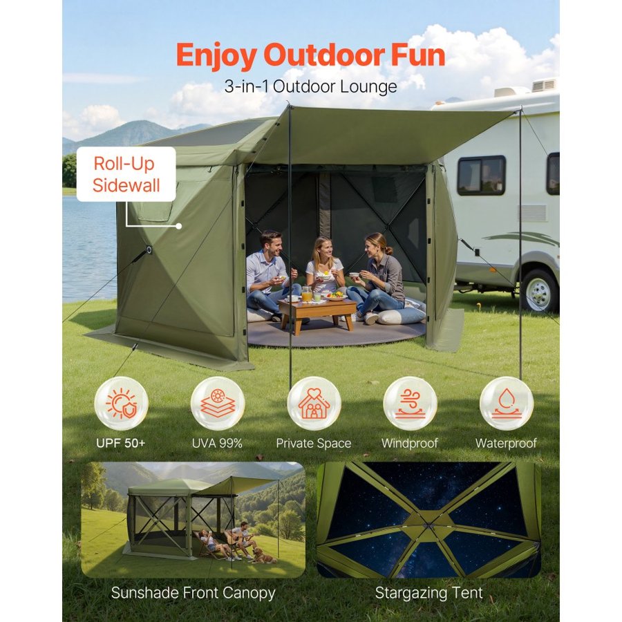 VEVOR Screen Gazebo Tent – 10×10 ft, UV50+, 63 ft²