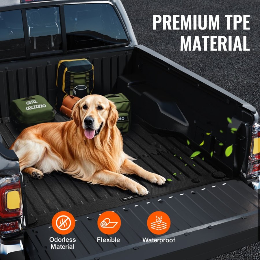 VEVOR Truck Bed Mat, Compatible with 2005-2023 Toyota Tacoma, TPE Truck Bed Liner Mat Fits for 5 FT Bed, Thick and Heavy-Duty Bed Mat Car Accessories for All-Weather Protection, Prevent Slipping