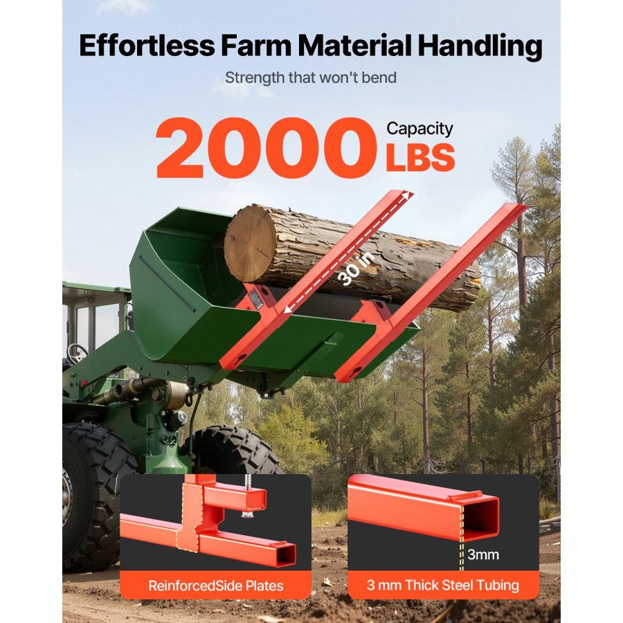 VEVOR Clamp-on Pallet Forks - 2000 lbs, 43 Inch, 3 mm, 2x