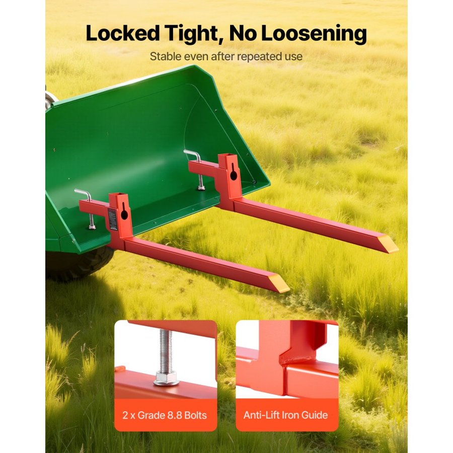 VEVOR Clamp-on Pallet Forks - 2000 lbs, 43 Inch, 3 mm, 2x