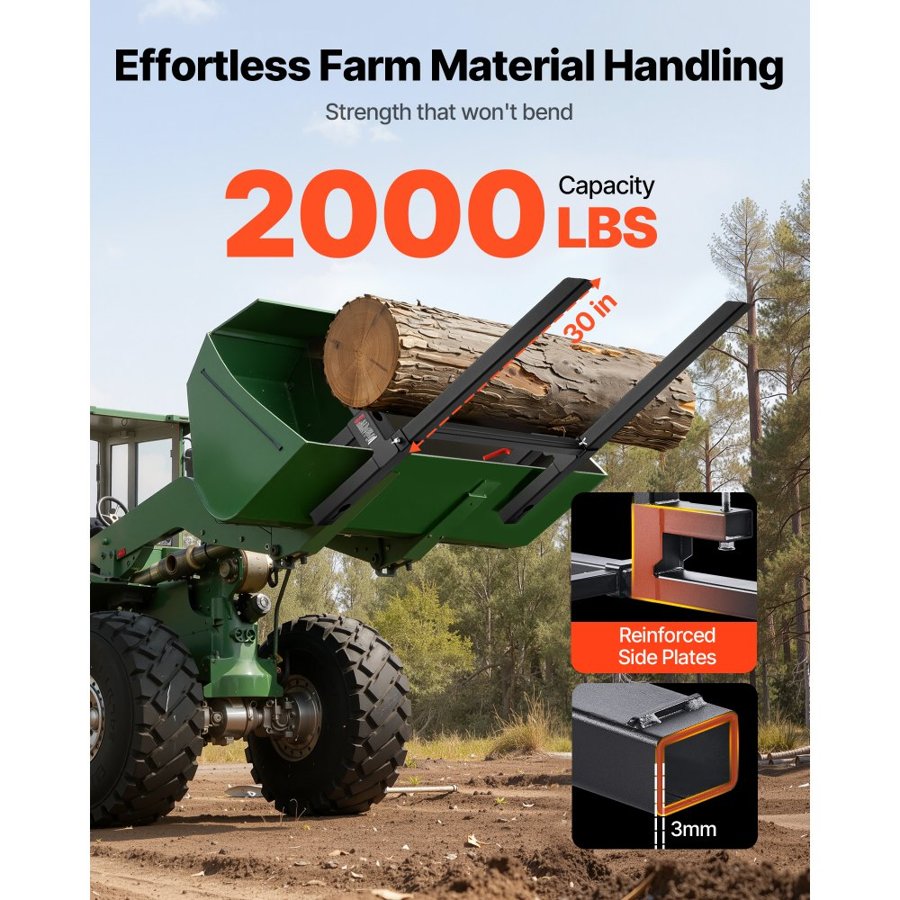 VEVOR 2000 lb Pallet Forks – 43 Inch, 3 mm Thick, Q235B