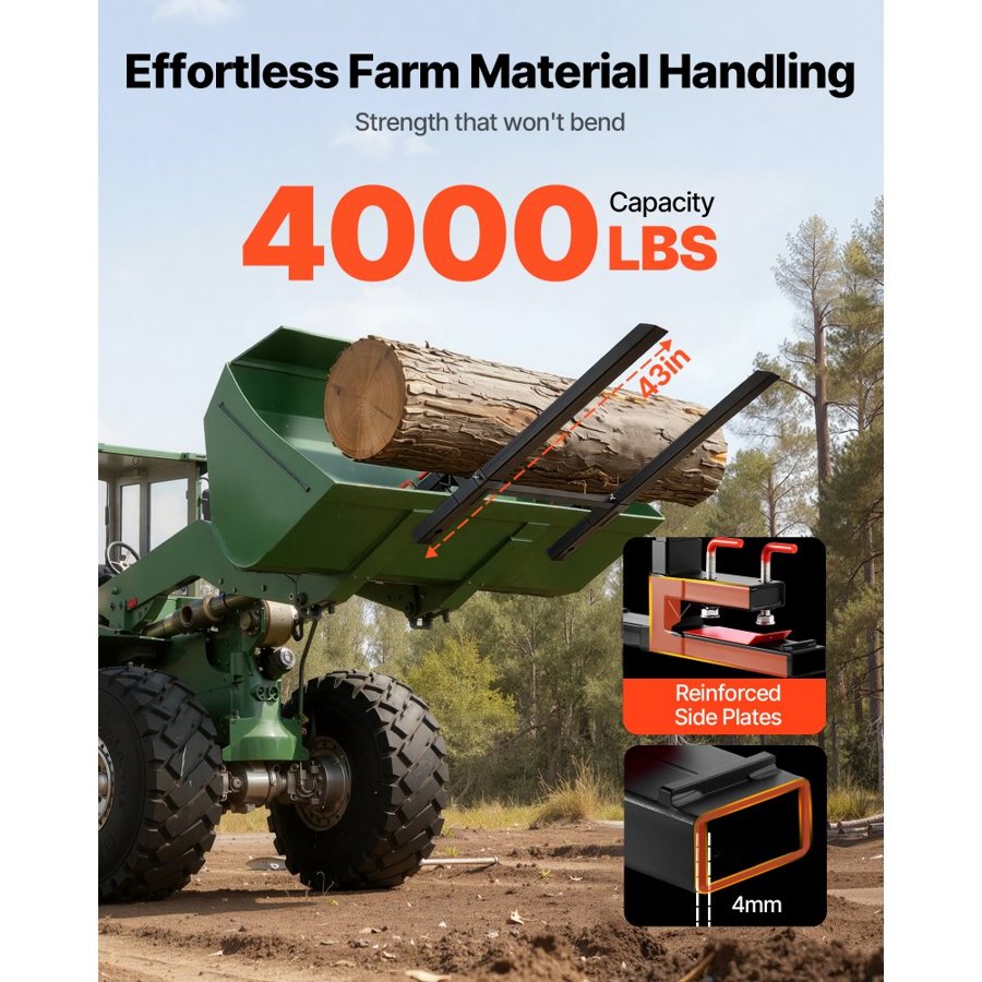 VEVOR Clamp On Pallet Forks For Loader Tractor – 4000 lbs