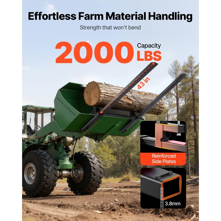VEVOR Clamp On Pallet Forks For Tractor – 2000 Lbs, 60 In