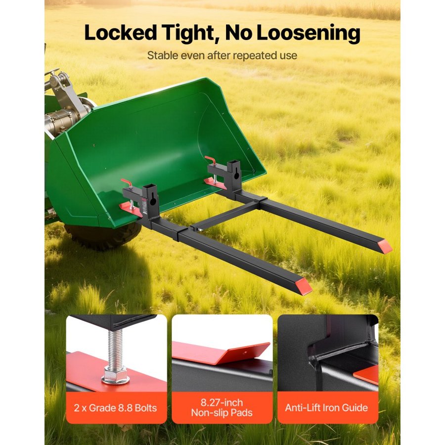 VEVOR Clamp On Pallet Forks For Tractor – 2000 Lbs, 60 In