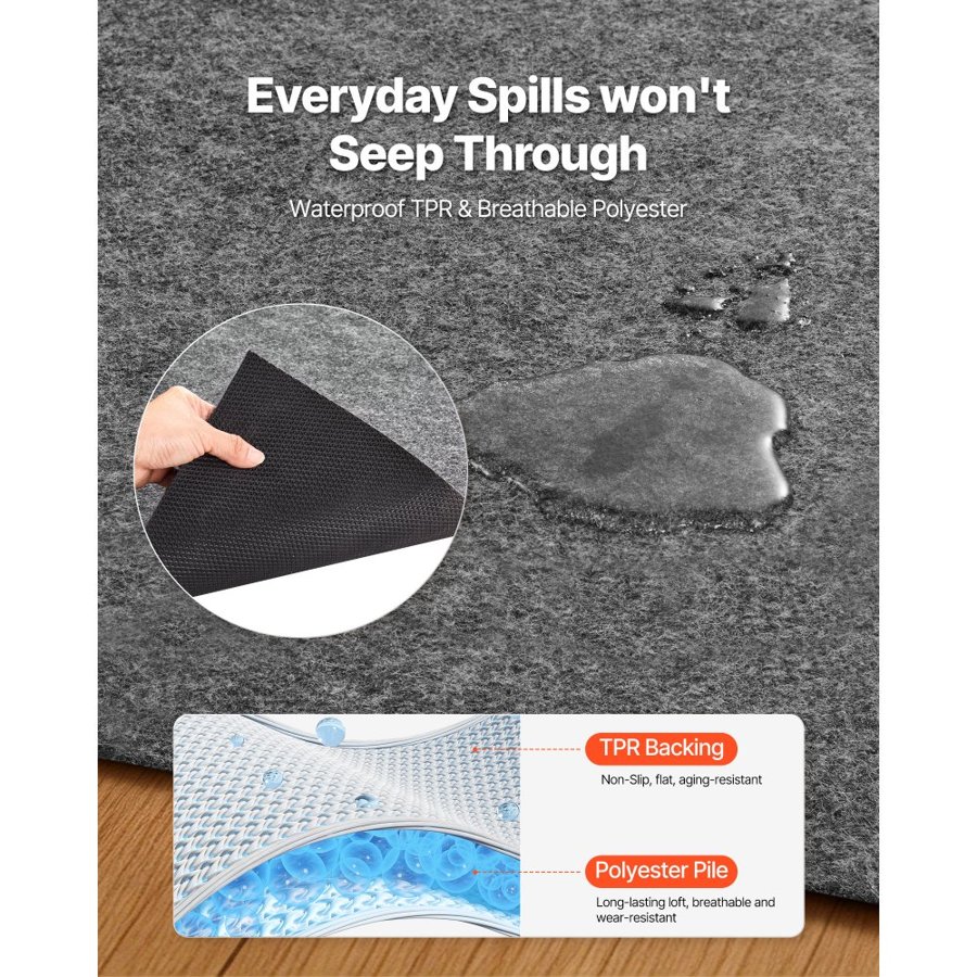 VEVOR 5 x 7 Rug Pad – Non-Slip, Felt & TPR, 0.12 in Thick