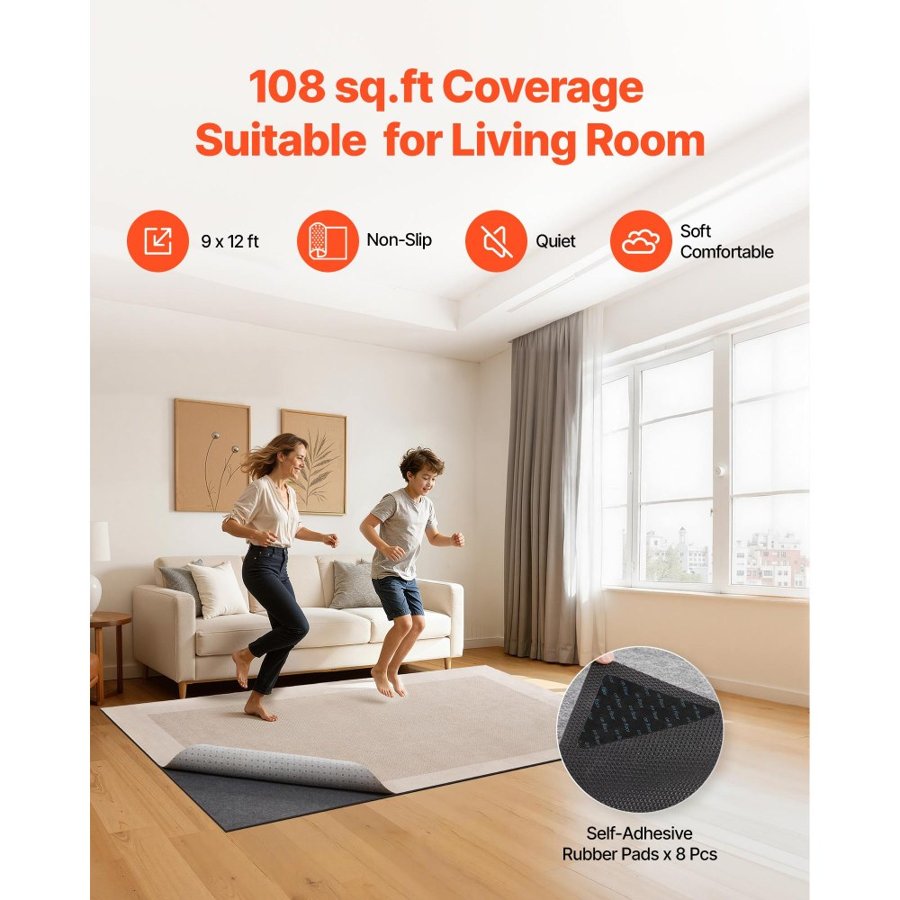 VEVOR 9 x 12 Rug Pad – Non-Slip Felt Cushion, TPR Grip