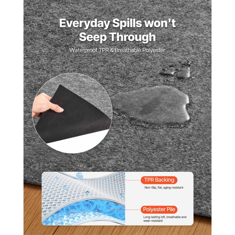 VEVOR 9 x 12 Rug Pad – Non-Slip Felt Cushion, TPR Grip