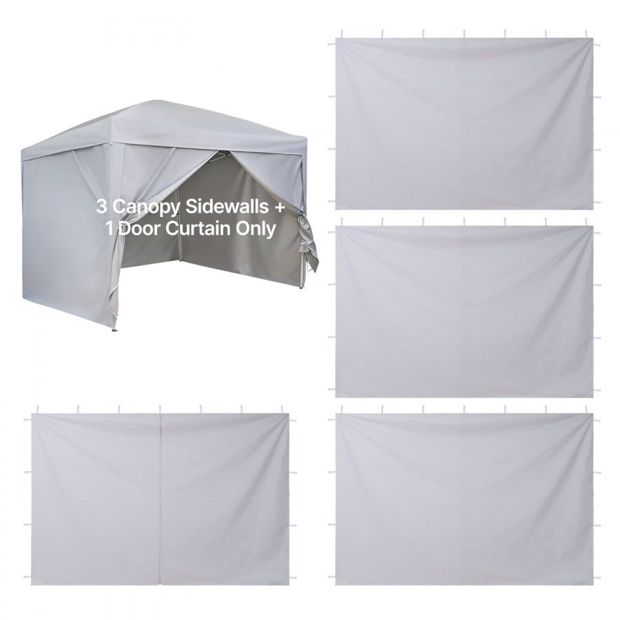 VEVOR Canopy Sidewalls, Fit for 3 x 3 m Pop Up Canopy Tent, Tent Side Walls with Waterproof and Sunlight Protection Layer for Outdoor Event Tents, Vendor Booths, Camping (4 Sidewalls Only, White)