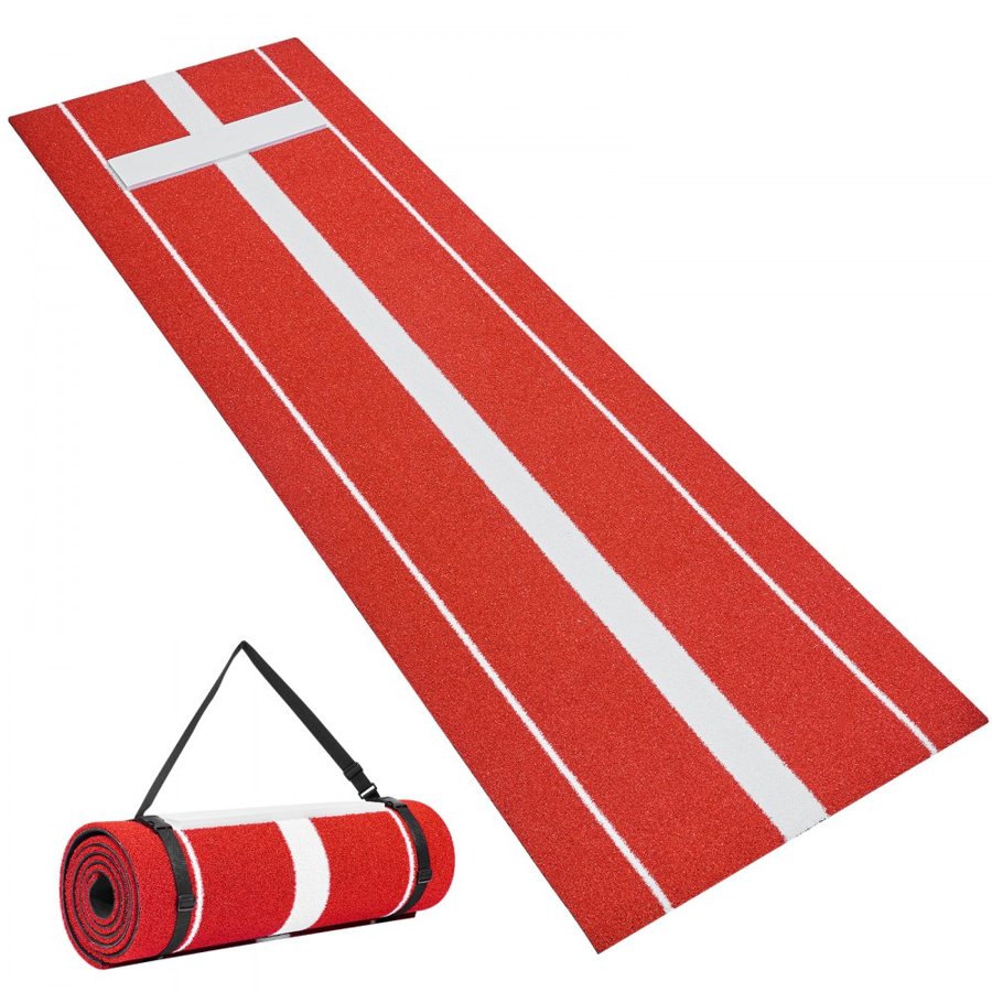 VEVOR Softball Pitching Mat, 305x92cm Baseball Pitching Rubber Mound, Antifade Turf and Antislip Foam Backing Portable Training Aid, Fastpitch Equipment for Pitchers Indoor Outdoor Practice, Red