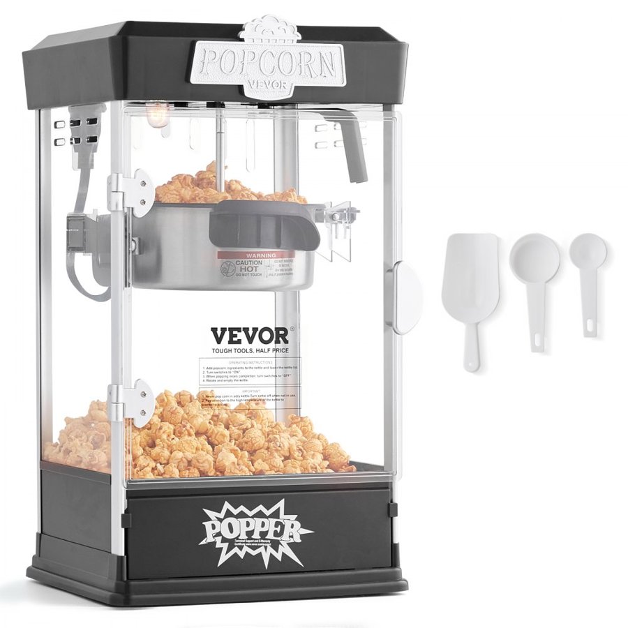 VEVOR 4 oz Popcorn Maker – 480W, 1.5 Gal per Batch, Black
