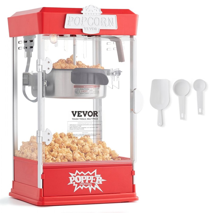 VEVOR 4 oz Popcorn Machine – 480W, 1.5 Gal, Red
