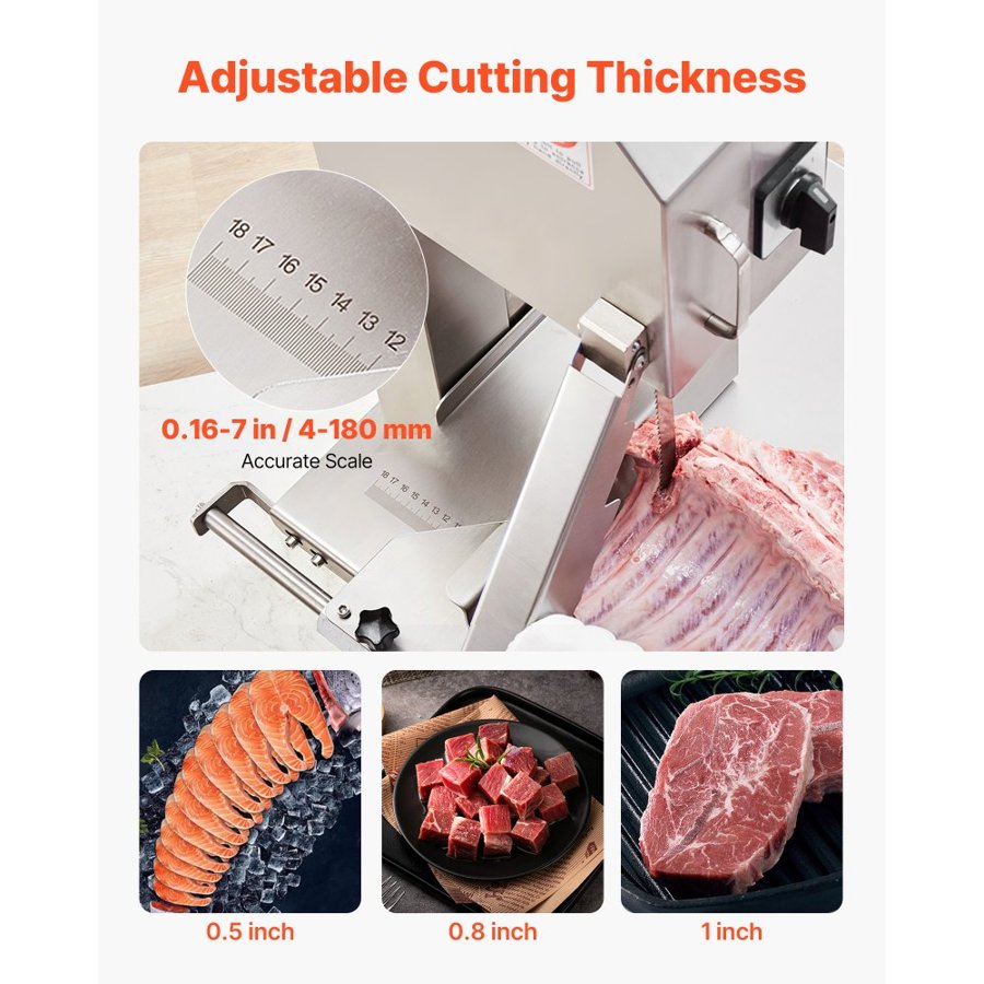 VEVOR 2200W Commercial Electric Meat Bandsaw Stainless Steel Bone Sawing Machine