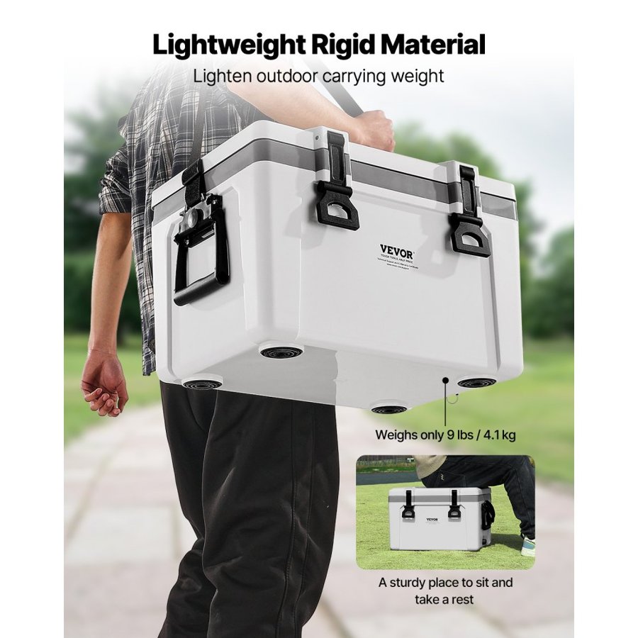 VEVOR Portable Cooler, 26 QT Hard Cooler with Ice Retention, Heavy-Duty Handles and Strap, Lightweight Rigid Material Insulated Portable Cooler, Suitable for Family Picnics and Short Trips
