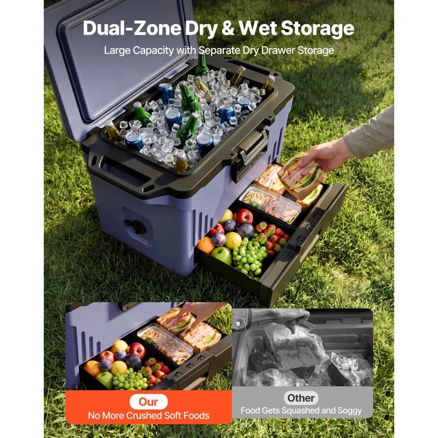 VEVOR Portable Hard Cooler – 47.32 L, 48-Hour Ice Retention
