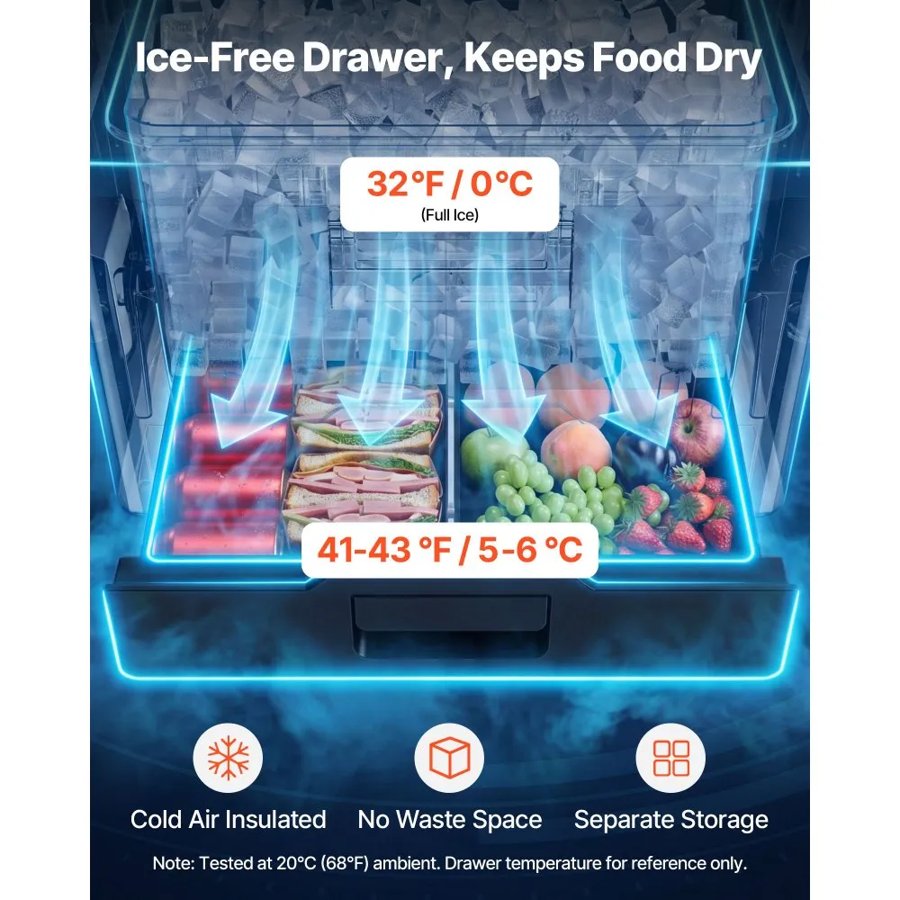 VEVOR Portable Hard Cooler – 47.32 L, 48-Hour Ice Retention