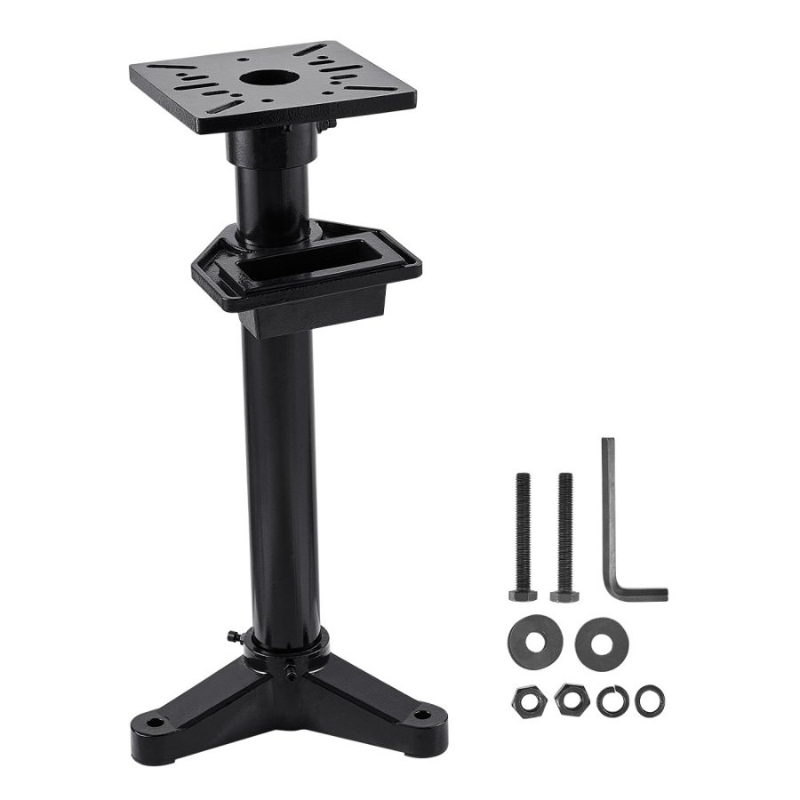 VEVOR Bench Grinder Stand, Heavy-Duty Grinder and Vise Floor Pedestal with 27 x 27 cm Mounting Plate, Pre-Cut Mounting Slots & Water Pot, Compatible with Most Bench Grinders