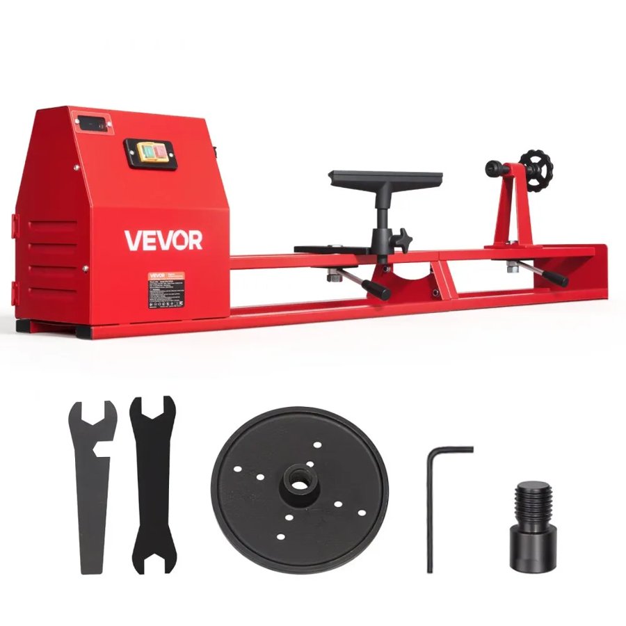 VEVOR Wood Lathe 1/2 HP 355 x 1016 mm Benchtop Wood Lathe Machine 4 Speeds, 720/1240/1750/2150 RPM, with Tool Rest, Wrenches, Faceplate, Heavy Duty, for Beginner Professional Woodworking, Woodturning
