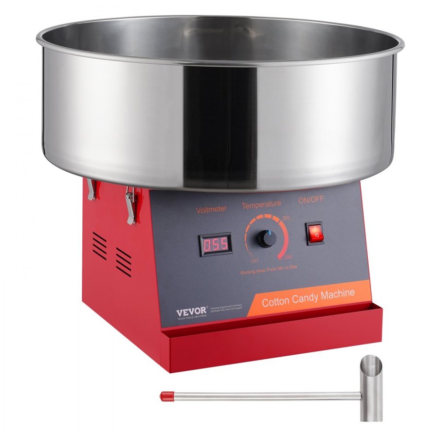 VEVOR Electric Cotton Candy Machine, 1000W Candy Floss Maker, Commercial Cotton Candy Machine with Stainless Steel Bowl, and Sugar Scoop, Perfect for Home Kids Birthday, Family Party (Red)