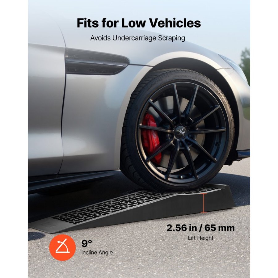 VEVOR Car Ramps, 2 PCS 9072 kg GVW Capacity, 65 mm Lift Height, Portable Low Profile Car Service Ramps for Home Garage Maintenance & Oil Changes, Heavy Duty for Low Chassis Vehicle & Support Jack
