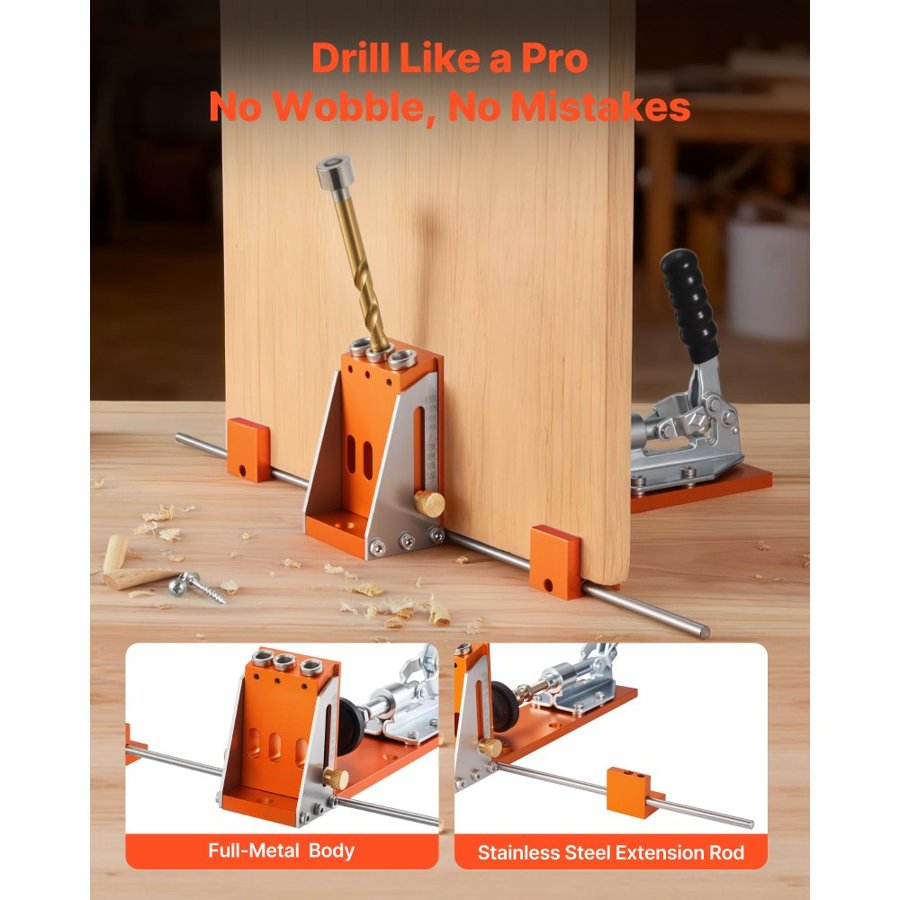VEVOR Pocket Jig Hole Kit – 1/2–1-1/2 In Depth, CNC Aluminum