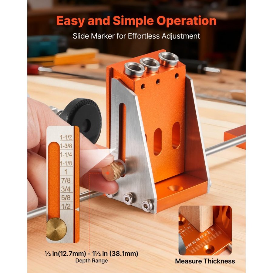 VEVOR Pocket Jig Hole Kit – 1/2–1-1/2 In Depth, CNC Aluminum