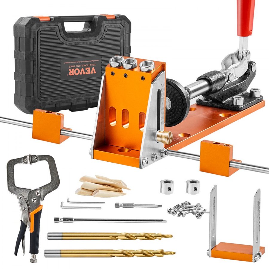 VEVOR Pocket Hole Jig Kit – 34 Pcs, 11in C Clamp Set
