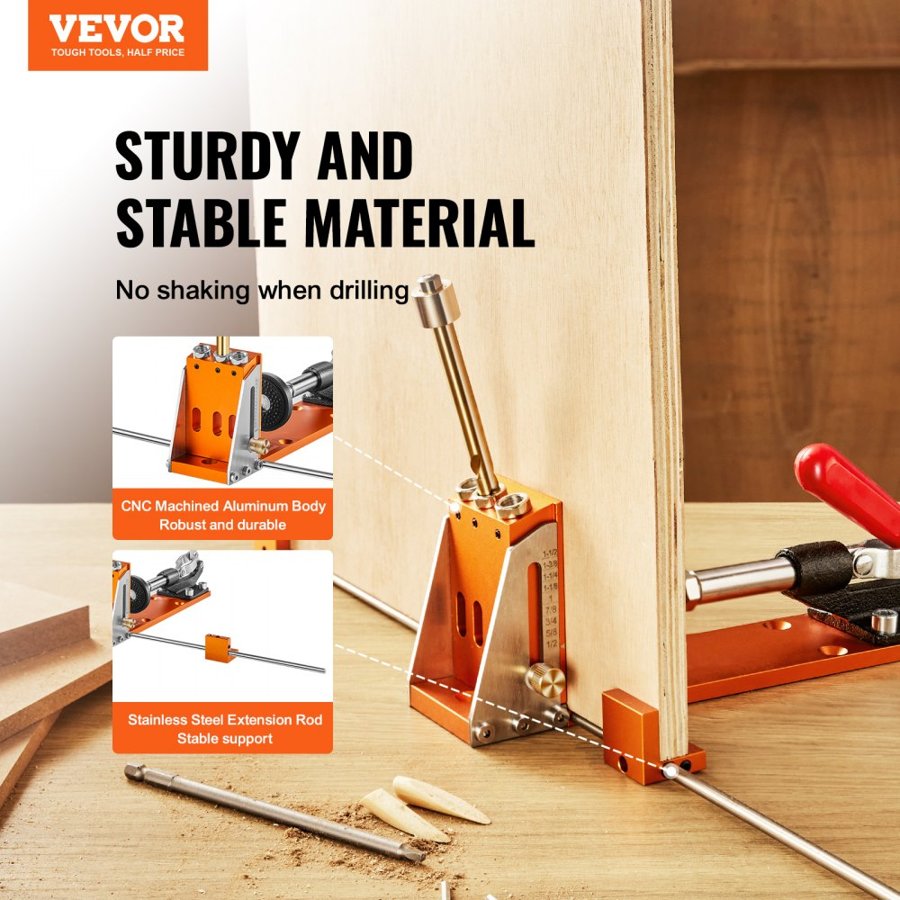 VEVOR Pocket Hole Jig Kit – 34 Pcs, 11in C Clamp Set