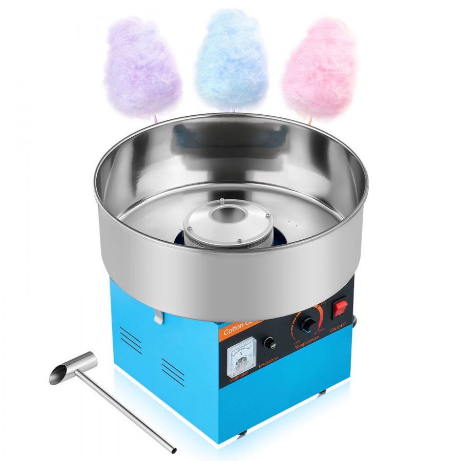 VEVOR Cotton Candy Machine Commercial, 1000W Electric Candy Floss Maker, Easy Use with 38cm Stainless Steel Bowl and Sugar Scoop, Makes Hard Candy for Home Kids Birthday, Family Party, Blue
