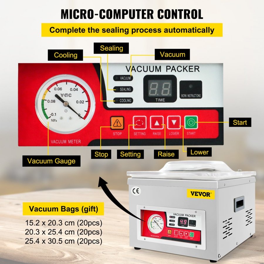 VEVOR Commercial Vacuum Sealer Machine – 260W, 100KPa, 10.2"