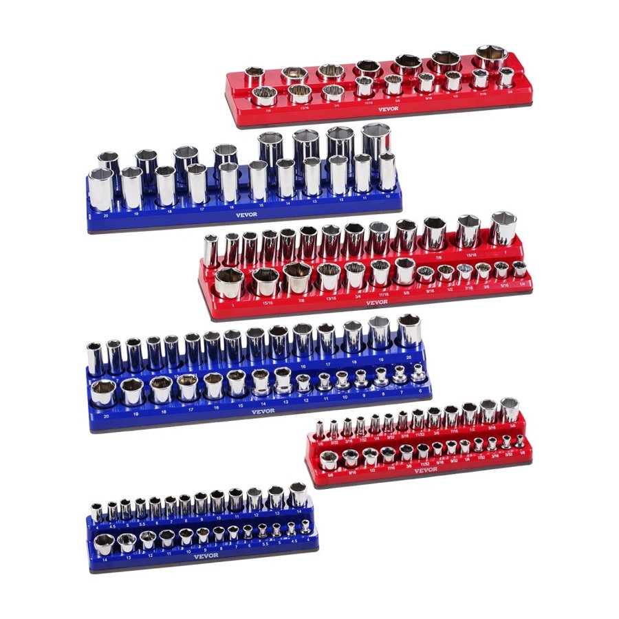 VEVOR Magnetic Socket Set Organizer – 6PCS 143-Slot Trays