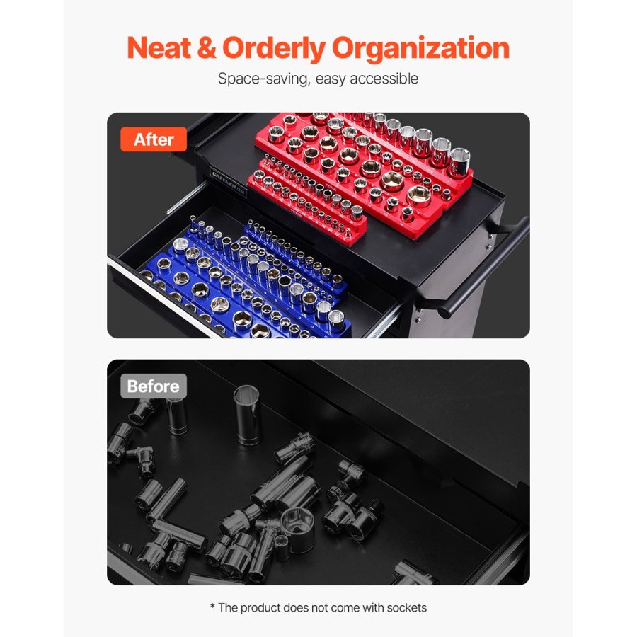 VEVOR Magnetic Socket Set Organizer – 6PCS 143-Slot Trays