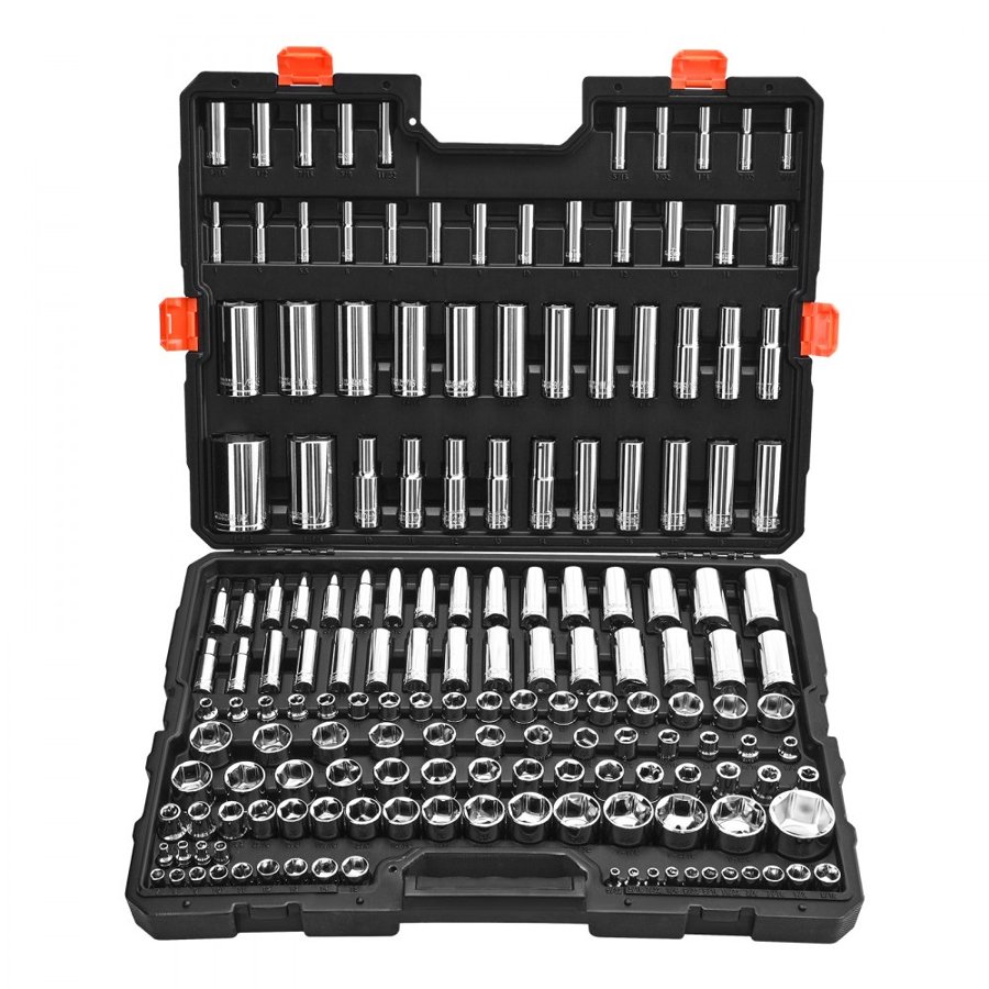VEVOR Socket Tool Kit – 163-Piece CR-V, 1/4 3/8 1/2 Drive