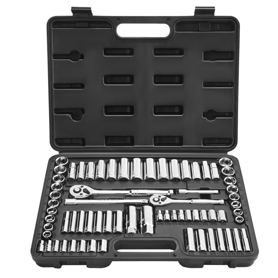 VEVOR Sockets and Ratchet Set – 69-Piece, SAE & Metric Kit