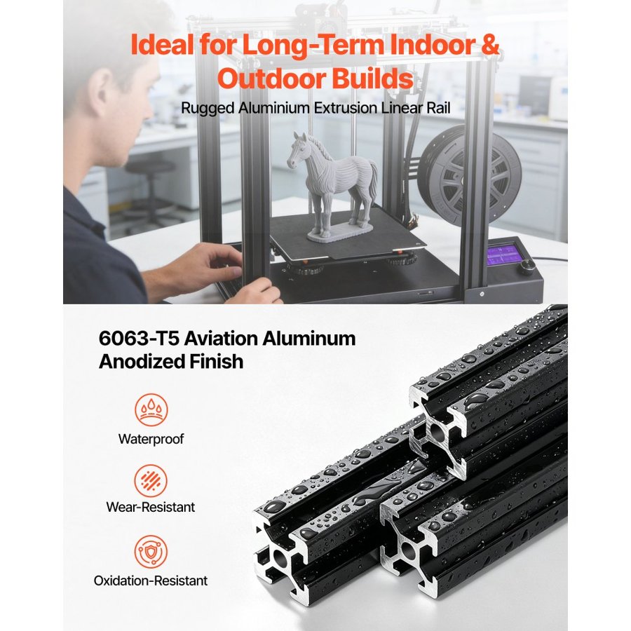 VEVOR T Slot 2020 Aluminum Extrusion Profile – 6PCS, 2000mm